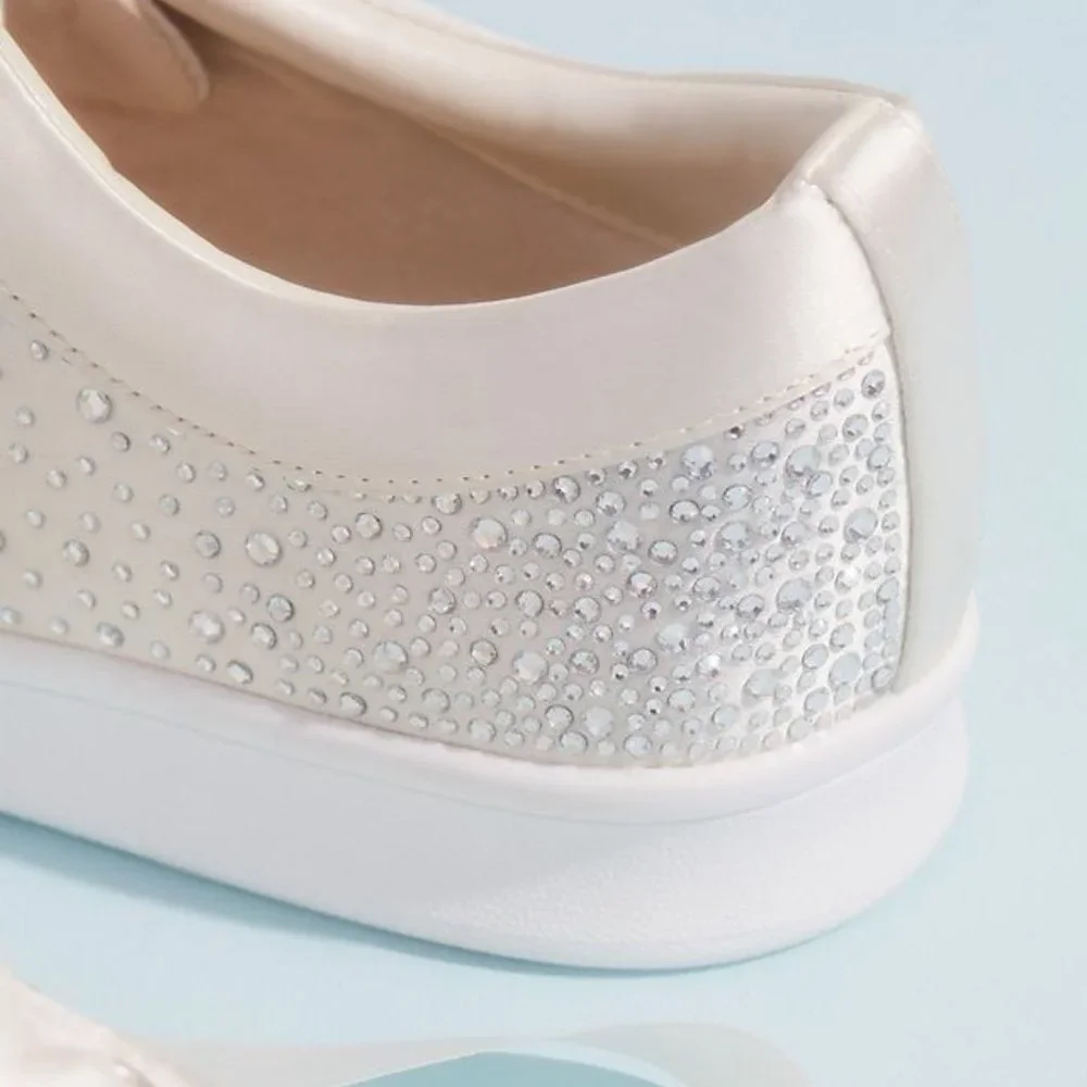 Badgley Mischka Satin Crystal Bridal Sneakers - Picture 3 of 5